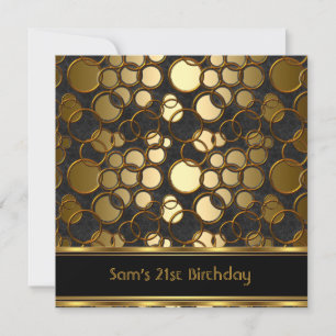 Invitación Cumpleaños 21 Fiesta Negro Dorado Ornate Jewel Hom