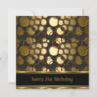 Invitación Cumpleaños 21 Fiesta Negro Dorado Ornate Jewel Hom