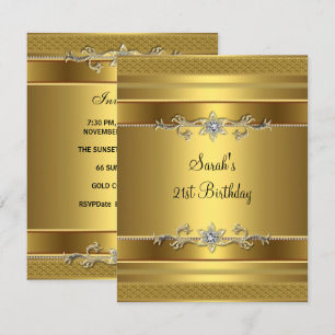 Invitación Cumpleaños 21 Fiesta Oro Diamante Joya