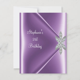 Invitación Cumpleaños 21 Fiesta Púrpura Malva Diamante Joya