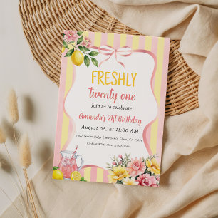 Invitación Cumpleaños 21 Frescamente Limonada Rosa Lemon 21