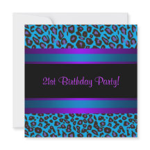 Cumpleaños 21 Hot Pink Teal Azul Púrpura Leopardo