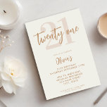 Invitación Cumpleaños 21 moderno marfil bronceado<br><div class="desc">Una simple invitación de cumpleaños 21 moderna con tipografía de caligrafía elegante y diseño minimalista en color marfil y bronceado.</div>