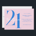 Invitación Cumpleaños 21 Moderno Minimalista Rosa Azul<br><div class="desc">Invitación de cumpleaños 21 minimalista moderna con diseño simple y tipografía chic y letra elegante.</div>