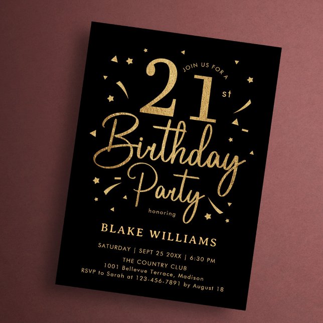 Invitación Cumpleaños 21 negro oro (Subido por el creador)