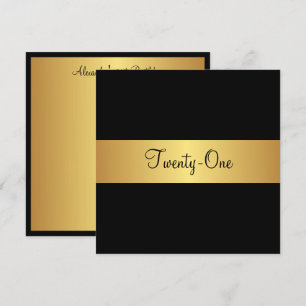 Invitación Cumpleaños 21 negro y dorado amarillo