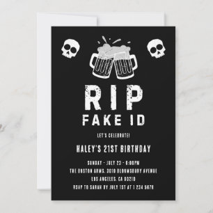 Invitación Cumpleaños 21 RIP ID Falso Chiste Divertido de Beb