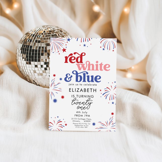 Invitación Cumpleaños 21 Rojo Blanco & Azul (Subido por el creador)