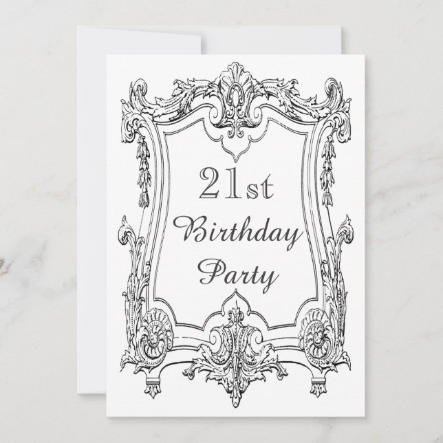 Invitación Cumpleaños 21 Vintage Francés Doble Cara (Anverso)