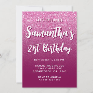 Invitación Cumpleaños 21 Wine Modern Gradient