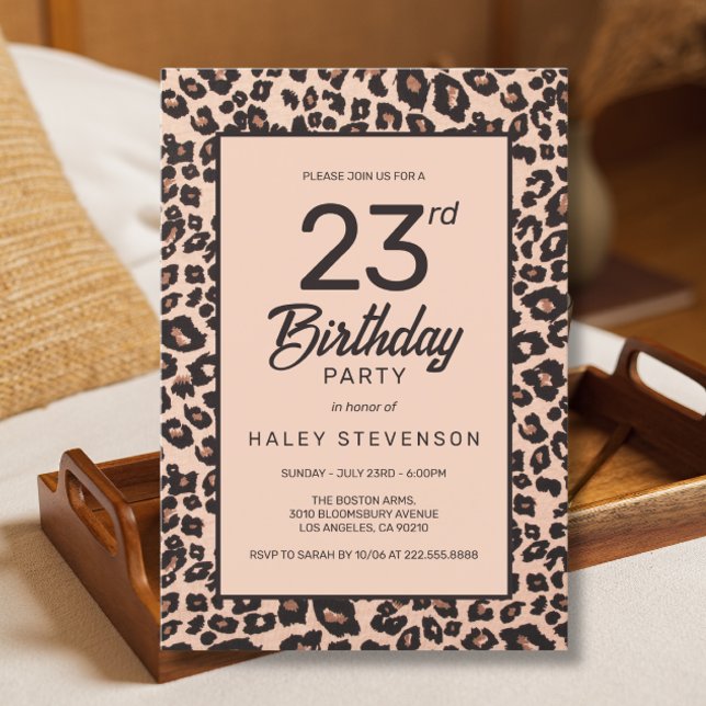 Invitación Cumpleaños 23 Estilo Animal Print Leopardo de Moda (Subido por el creador)