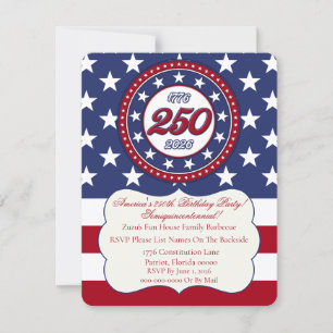 Invitación Cumpleaños 250 de América con bandera de EE. UU.