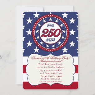 Invitación Cumpleaños 250 de América con bandera de EE. UU.