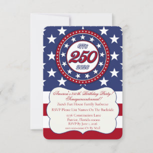 Invitación Cumpleaños 250 de América con bandera de EE. UU.