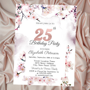 Invitación Cumpleaños 25 de Cherry Blossom