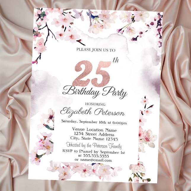 Invitación Cumpleaños 25 de Cherry Blossom (Subido por el creador)