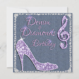 Invitación Cumpleaños 25 Denim & Diamonds Lila