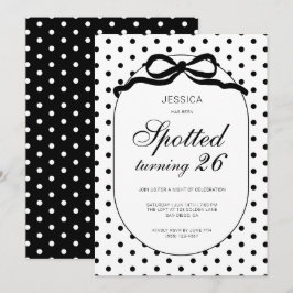 Invitación Cumpleaños 26 con lunares y lazo negro