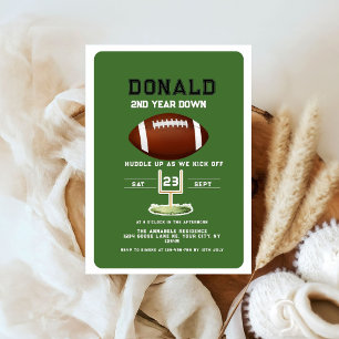 Invitación Cumpleaños 2 años fútbol americano deporte segundo