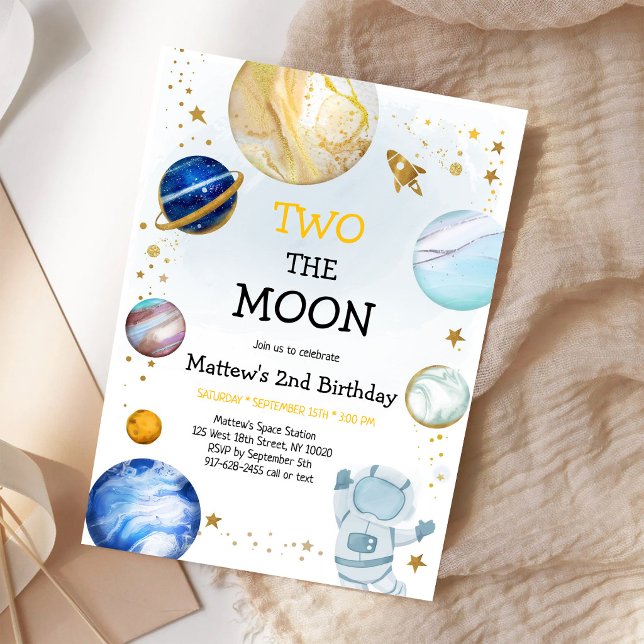 Invitación Cumpleaños 2 Astronauta del Espacio Exterior Plane (Subido por el creador)