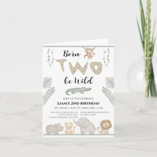 Invitación Cumpleaños 2 Born Two Be Wild Jungle Safari