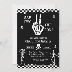 Invitación Cumpleaños 2 Calavera Esqueleto Malo hasta el hues