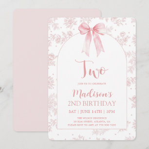 Invitación Cumpleaños 2 con Toile Francés Chinoiserie Lazo Ro