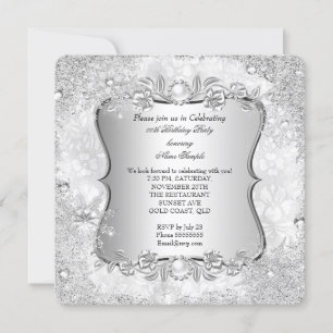 Invitación Cumpleaños 2 copo de nieve de plata invierno mágic