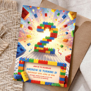 Invitación Cumpleaños 2 de Bloques de Construcción