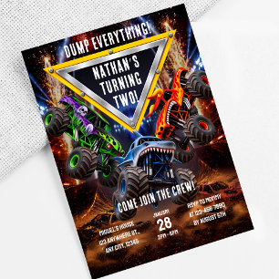 Invitación Cumpleaños 2 de construcción de camión de volteo