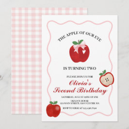 Invitación Cumpleaños 2 de Coquette lazo rosa Apple