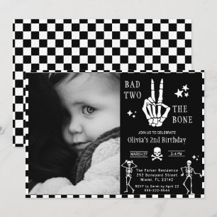 Invitación Cumpleaños 2 de Cráneo Esqueleto Malo hasta el hue