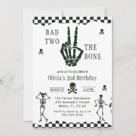 Invitación Cumpleaños 2 de Cráneo Esqueleto Malo hasta el hue