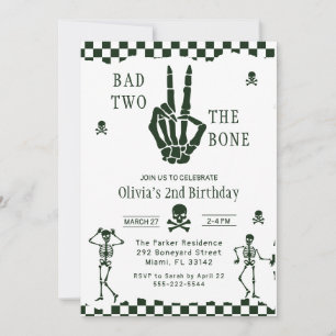 Invitación Cumpleaños 2 de Cráneo Esqueleto Malo hasta el hue