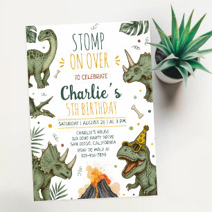 Invitación Cumpleaños 2 de Dinosaurio Verde