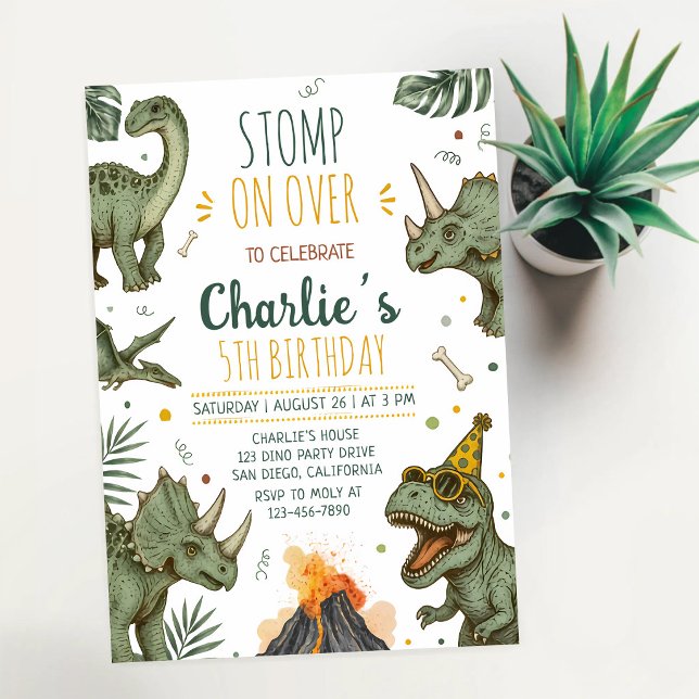 Invitación Cumpleaños 2 de Dinosaurio Verde (Subido por el creador)