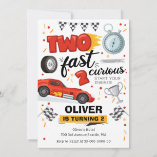 Invitación Cumpleaños 2 de Dos Autos de Carrera Rápidos