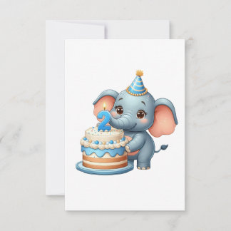 Invitación Cumpleaños 2 de elefante lindo
