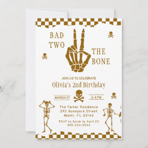 Invitación Cumpleaños 2 de Esqueleto de Cráneo Malo hasta el