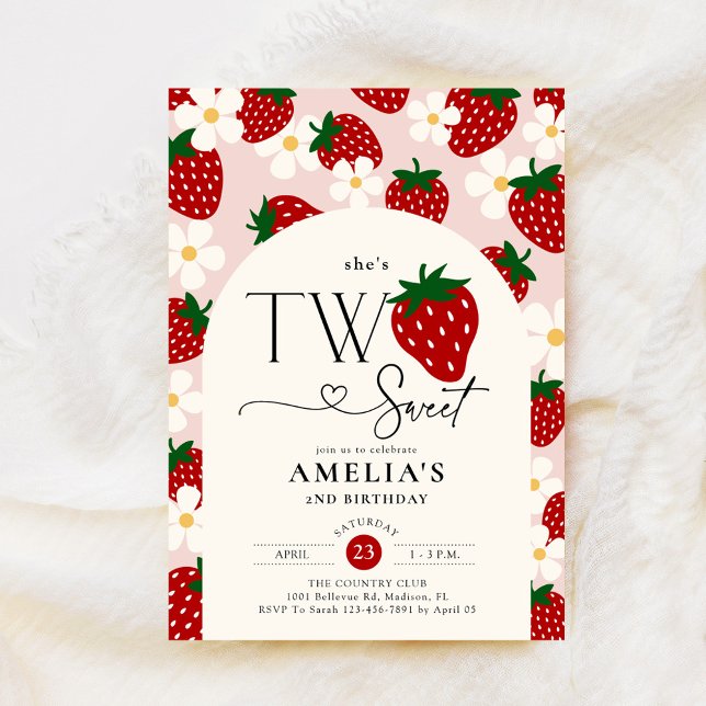 Invitación Cumpleaños 2 de Fresa Dos Dulces (Subido por el creador)