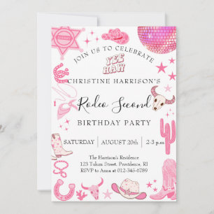 Invitación Cumpleaños 2 de Girl Yee Haw Rodeo