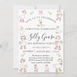 Invitación Cumpleaños 2 de la niña ganso tonta