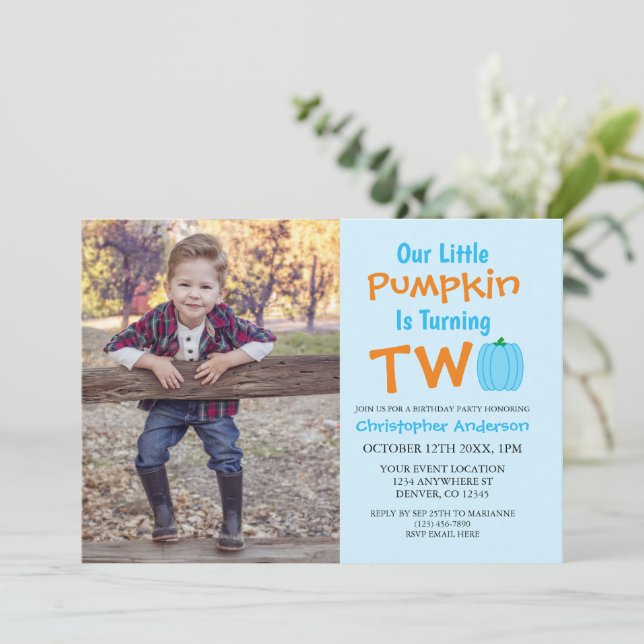 Invitación Cumpleaños 2 de Little Pumpkin (Anverso de pie)