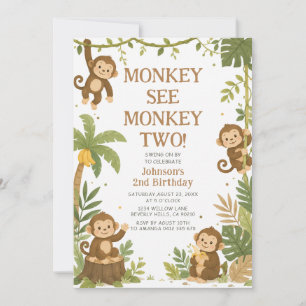 Invitación Cumpleaños 2 de Mono Ve Mono Dos Selva 