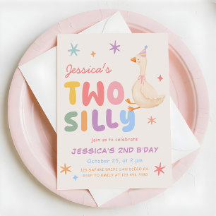 Invitación Cumpleaños 2 de niña de dos gansos tontos Colorido