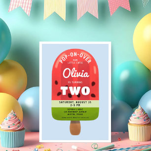 Invitación Cumpleaños 2 de niña de paleta de melón linda