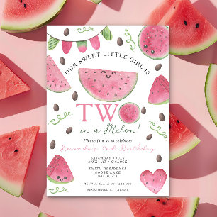 Invitación Cumpleaños 2 de Niña Sandía Linda Dos en una Sandí