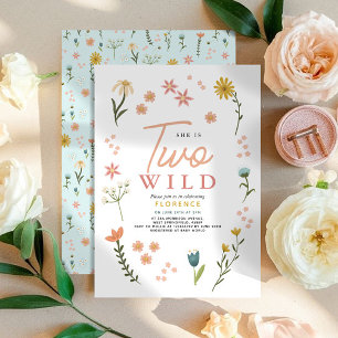Invitación Cumpleaños 2 de Niñas Dulces Dos Salvajes Boho Flo