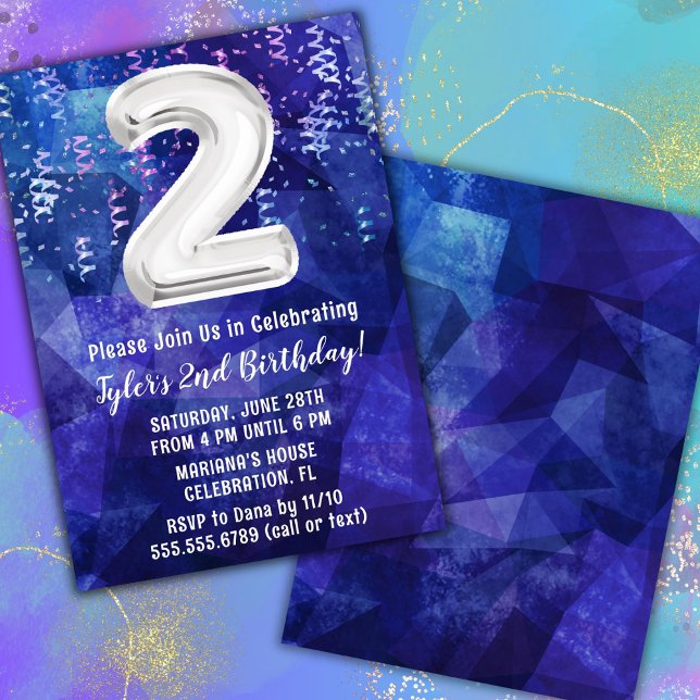Invitación Cumpleaños 2 de Niño Azul Blanco (Subido por el creador)