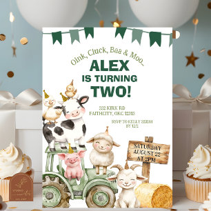 Invitación Cumpleaños 2 de Niño de Animales de Granja